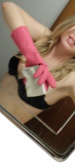 Cleaning the bathroom 