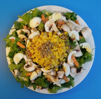 The solar powered spinach mushroom salad