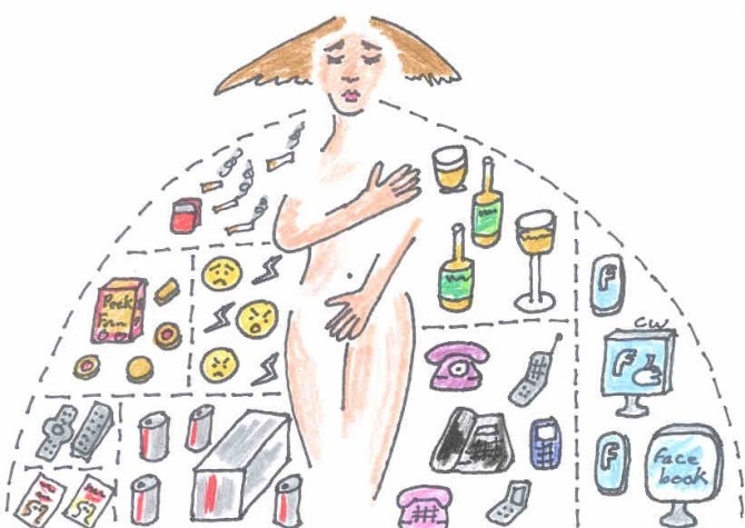 addiction woman illustration