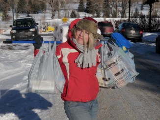 Behold... The Urban Yoke (and delightful shadow angel - who watches over those of us foolish enough to buy more than we can carry)